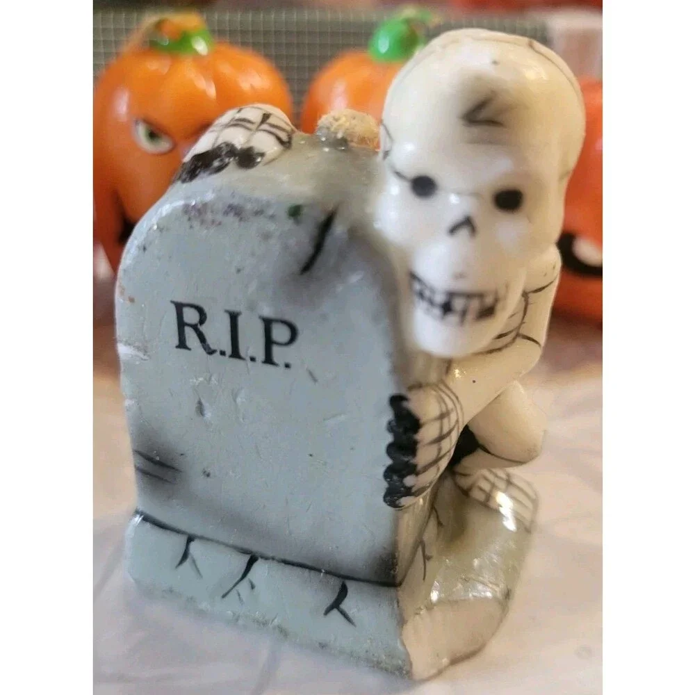 Vtg Halloween Candles Holiday Decor Ghost Witch Jack O Lantern Black Cat Russ